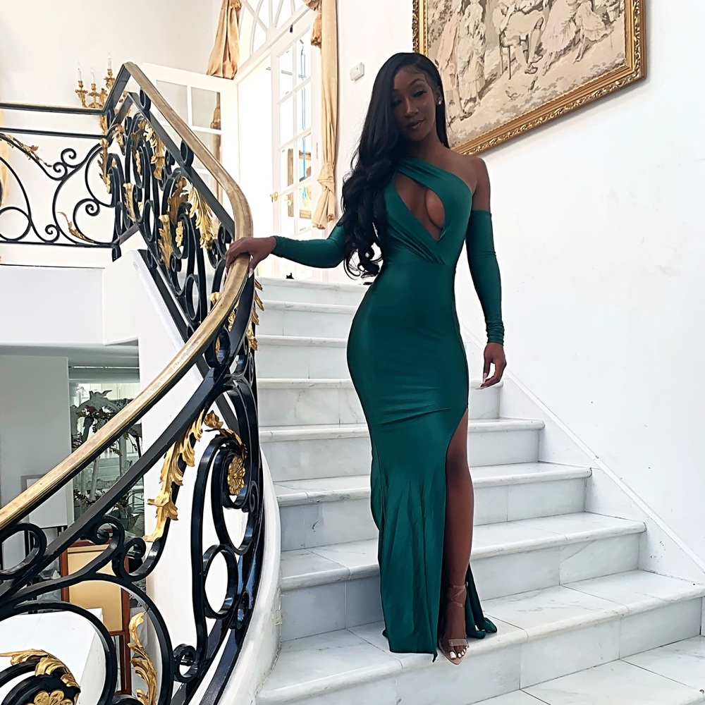Dark green gown